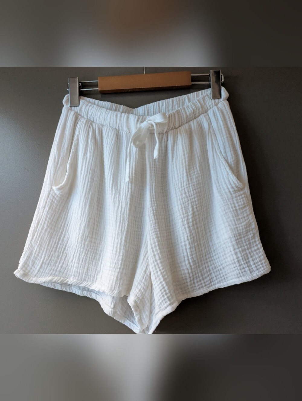 Dex White Gauze Cotton Shorts Lined Drawstring Pockets Size XS Coastal|Summer